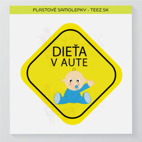 Dieťa v aute – vlastný text – samolepka