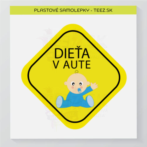 Dieťa v aute – vlastný text – samolepka