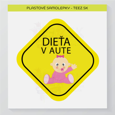 Dieťa v aute – vlastný text – samolepka