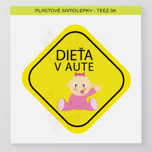 Dieťa v aute – vlastný text – samolepka