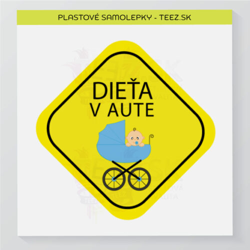 Dieťa v aute – vlastný text – samolepka
