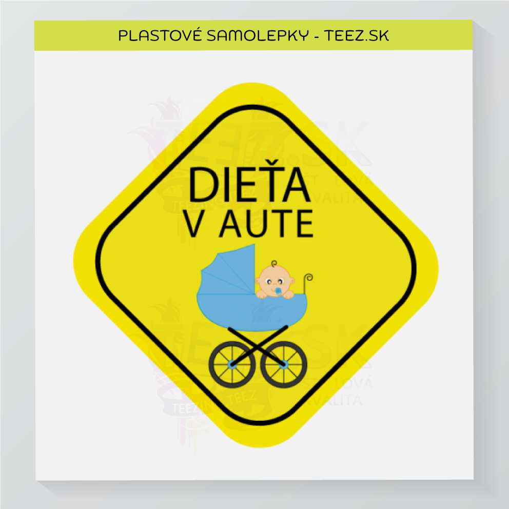Dieťa v aute – vlastný text – samolepka