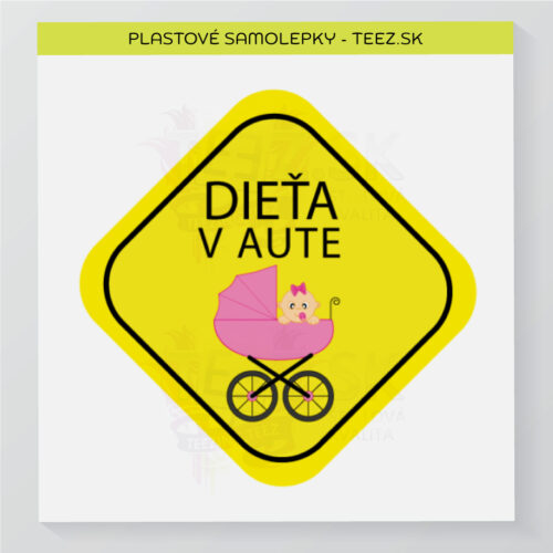Dieťa v aute – vlastný text – samolepka