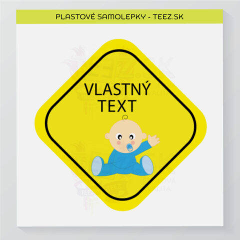 Dieťa v aute - vlastný text - samolepka