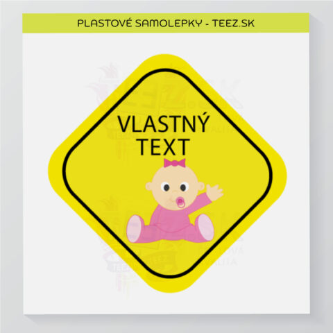Dieťa v aute - vlastný text - samolepka