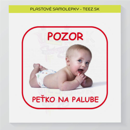 Dieťa v aute - vlastná fotka + text - samolepka
