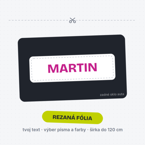 Rezaná samolepka — tvoj text