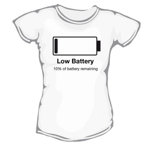 Low battery - dámske bavlnené tričko s potlačou