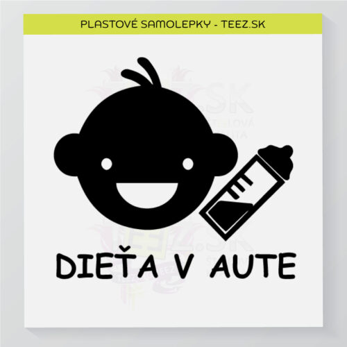 Dieťa v aute - vlastný text - samolepka